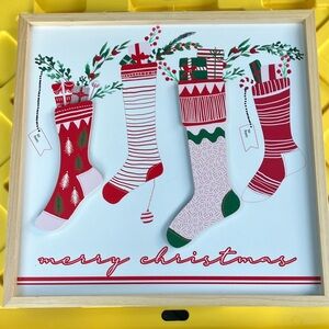 Festive Christmas Stockings 3D wooden hanging Wall Art